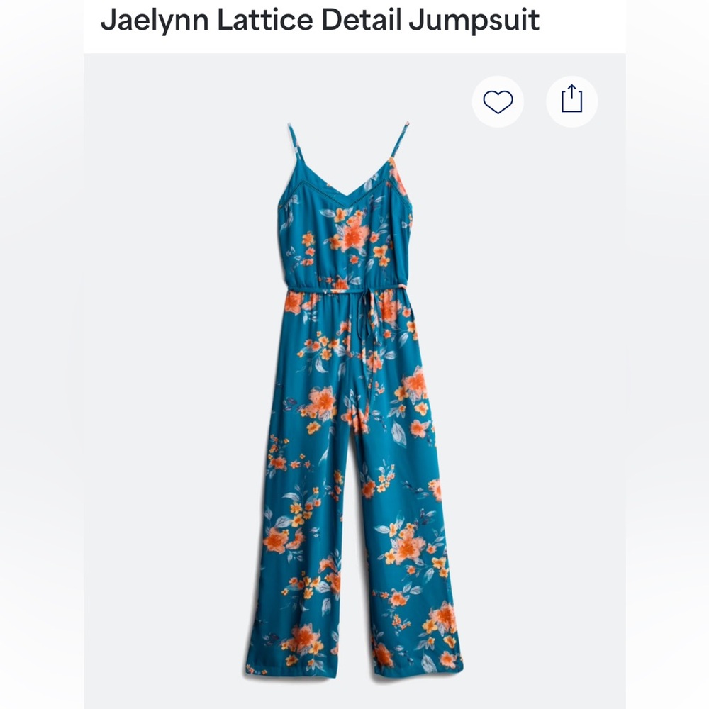 Fun Summer Blue & Orange Floral Jumpsuit — XLP